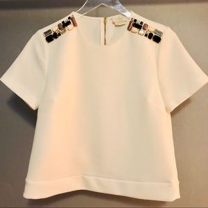 kate spade jeweled shoulder top